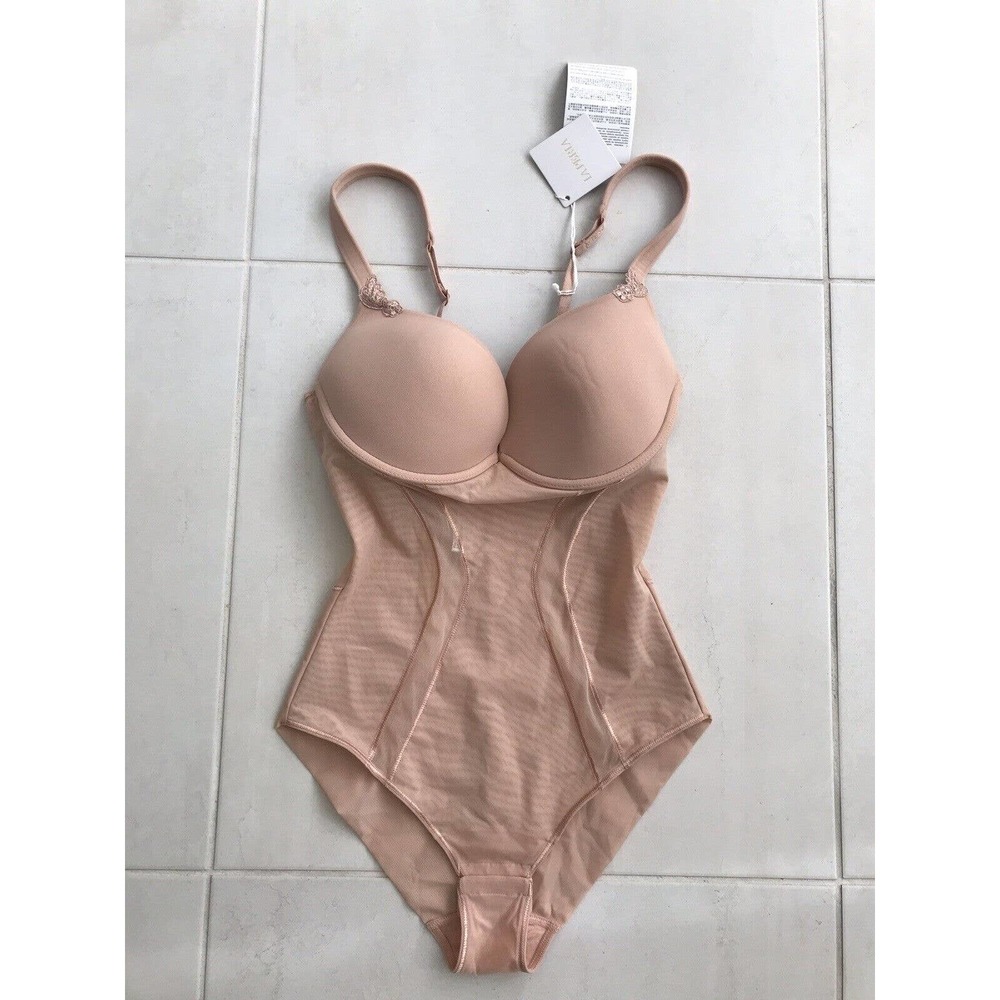 La Perla Lingerie Stretch Tulle Underwire Padded Bodysuit Sand